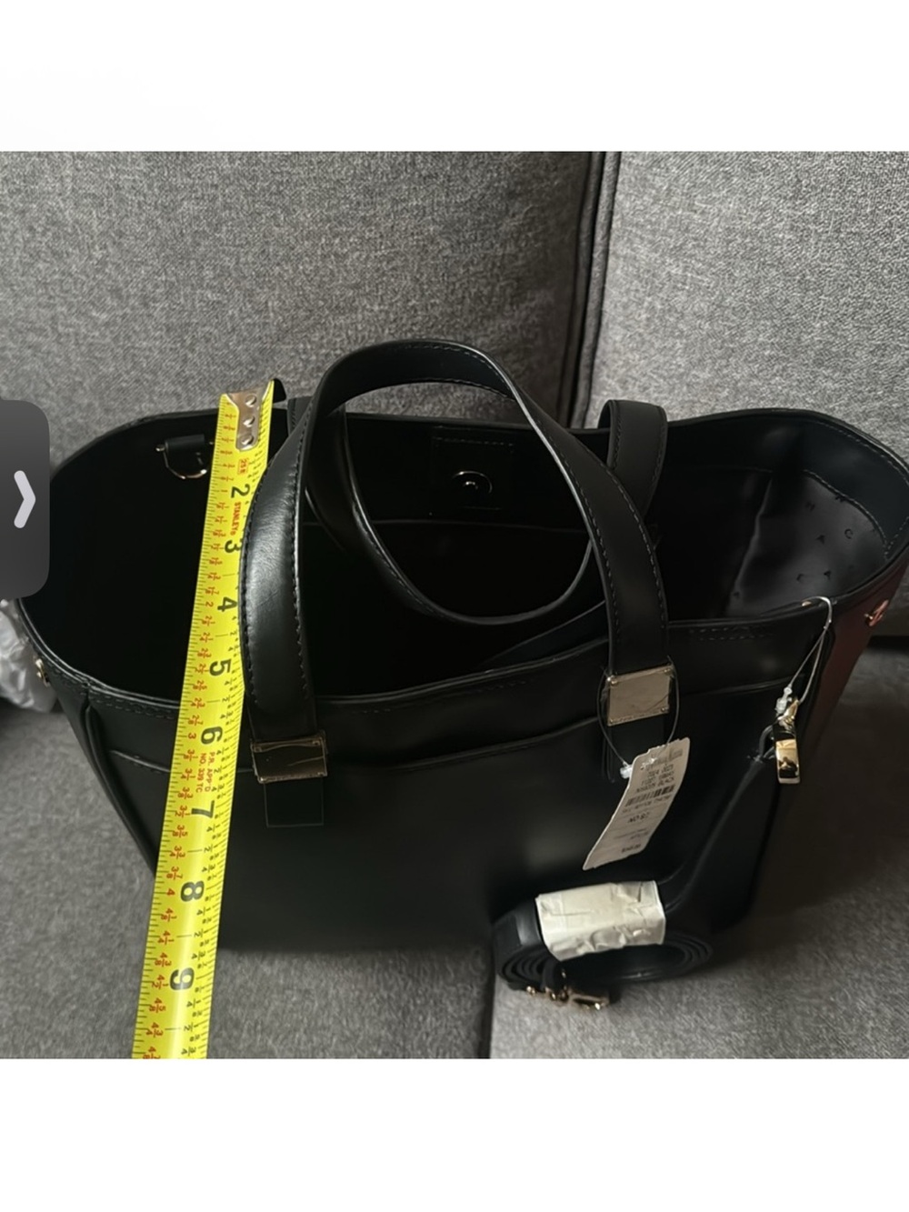 Cole Haan Black Leather Tote with Detachable Strap - Picture 8 of 8